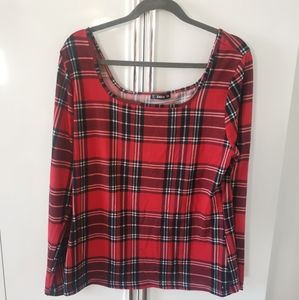 Plus Checkered Square-Neck Top